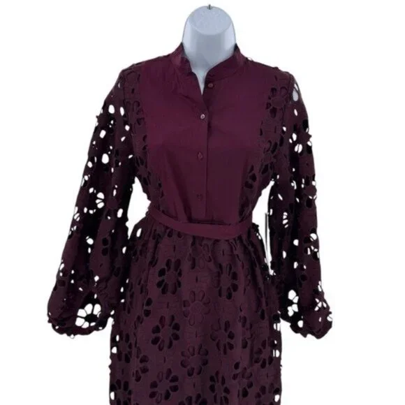 Tuckernuck NEW Merlot Lace Calliope Long Sleeve Chic Maxi Dress Size XL - Picture 6 of 12